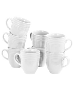 Plaza Cafe 15 oz Mug Set in White, Set of 8