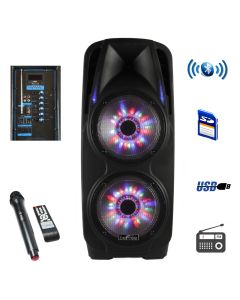 beFree Sound 2x10 Inch Woofer Portable Bluetooth Powered PA Speaker