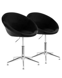 Elama 2 Piece Adjustable Velvet Accent Chair in Black with Chrome Finish