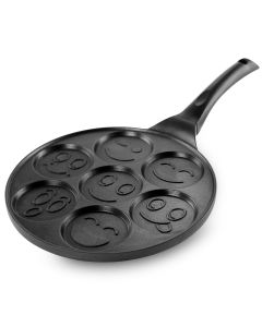 MegaChef Happy Face Emoji 10.5 Inch  Aluminum Nonstick Pancake Maker Pan with Cool Touch Handle