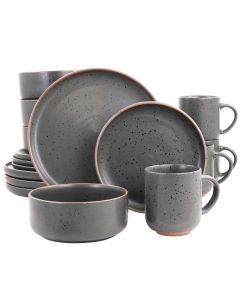 Meritage Lava Stone 16 Piece Terracotta Dinnerware Set in Gray