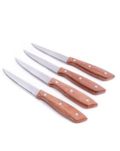 Gibson Home Seward 4 Piece Stainless Steel Steak Knife Cutlery Set with Wood Handles