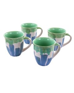 Meritage Coral 4 Piece 20 Ounce Stoneware Cup Set in Green