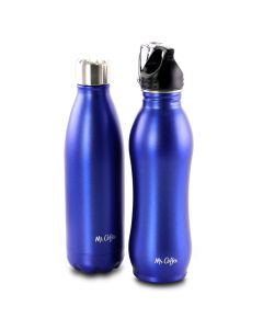 Mr. Coffee Luster Hydration 2 Piece Stainless Steel Thermal Hydration Bottle Set in Metallic Blue