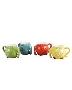 Gibson Home 4 Piece 17.5oz. Durastone Elephant Tusk Figural Mug Set in Assorted Colors