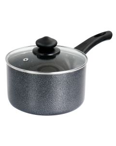 Oster 2.5 Quart Pallermo Nonstick Aluminum Saucepan with Lid in Graphite Grey