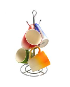 Gibson Home Color Gloss 4 Piece 12 oz. Mug  with Metal Stand