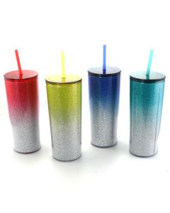 Gibson Home Rainbow Blast 4 Piece 21 Ounce Sparkly Tumbler Set in Assorted Colors