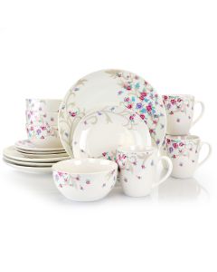 Gibson Home Floral Splash 16 Piece Round Fine Ceramic Dinnerware Set