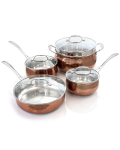 Oster Carabello 9 Piece Stainless Steel Cookware Combo Set in Copper