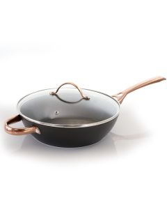 Oster Allsberg 2 Piece 3.5 Quart Aluminum Saute Pan with Lid and Bronze Handles