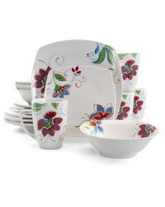 Gibson Home Altavista 16 Piece Fine Ceramic Soft Square Dinnerware Set