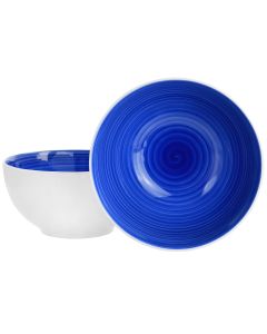 Gibson Home Crenshaw 7 Inch 2 Piece Stoneware Bistro Bowl Set in Blue and White