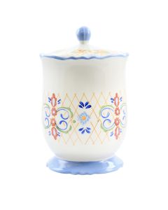 Laurie Gates California Designs Tierra 2.7 Quarts Hand Painted Stoneware Canister with Lid