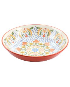 Laurie Gates California Designs Tierra 10.5 Inch Hand Painted Stoneware Pasta Bowl in Red
