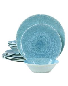 Gibson Home Indigo Frost 12 Piece Melamine Dinnerware Set in Blue
