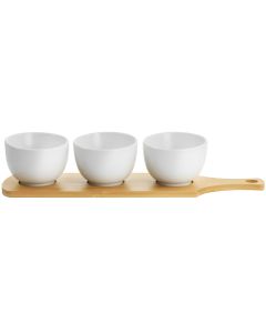 Gibson Elite Gracious Dining 4 Piece Fine Ceramic Tidbit Bowl Set with Base in White