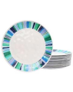 Gibson Home Tropical Sway Orleans 12 Piece 11 Inch Melamine Dinner Plate Set in Blue