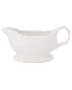 Gibson Home Bountiful Joy 15 Ounce Embossed Durastone Gravy Boat in White