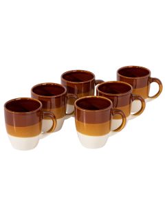 Gibson Home Yellowstone 6 Piece 12 Ounce Stoneware Mug Set in Brown and White