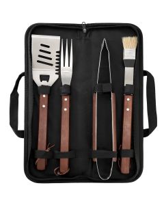 Gibson Home Barbecue Basics 5 Piece Stainless Steel BBQ Tool Set with Wood Handles