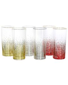 Laurie Gates California Designs Audrey Hill 6 Piece 16oz Glass Tumbler Set in Assorted Colors