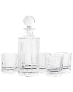 Gibson Home Acropolis 5 Piece Decanter and Double Old Fashioned Glasses Set
