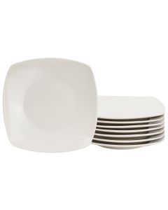 Gibson Home Zen Buffetware 8 Piece 7in Stoneware Dessert Plate Set in White