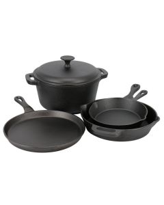 Gibson Home Addlestone 5 Piece Pre-Seasoned Cast Iron Cookware Set in Black