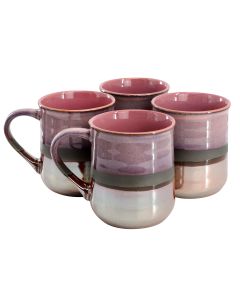 Gibson Home Copper Tonal 4 Piece 18 Ounce Stoneware Cup Set in Rose
