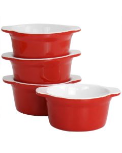 Martha Stewart 4 Piece Stoneware 4in Ramekin Set in Red