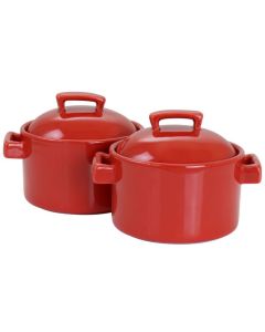 Martha Stewart 6 Inch Casserole and Lid 2 Piece Set in Red