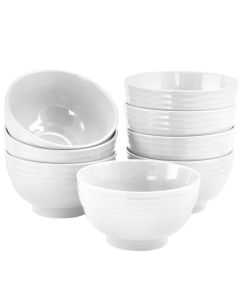 Gibson Home Plaza Cafe 8 Piece 6 Inch Stoneware Bowl Set in White