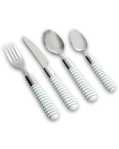 Gibson Everyday Mini Stripe 16 Piece Flatware Set in Green, Service for 4