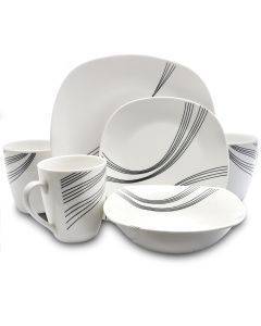 Gibson Curvation 16-Piece Soft Square Dinnerware Set in White