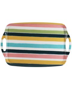 Gibson Home Tropical Sway Melamine 19 Inch Serving Tray in Multi Color Stripe