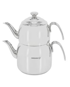 Korkmaz Droppa 2 Piece 2 and 3.5 Liter Stainless Steel Mega Tea Pot Set