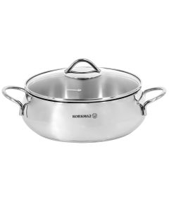 Korkmaz Tombik 5 Liter Stainless Steel Low Casserole in Polished Silver