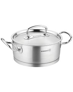 Korkmaz Proline Professional Series 4.5 Liter Stainless Steel Low Casserole with Lid in Silver