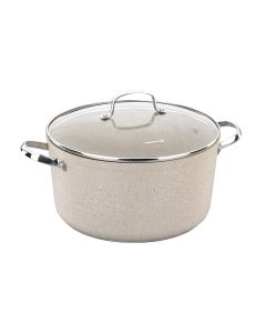 Korkmaz Granita 3 Liter Aluminum Nonstick Casserole with Lid in Tan