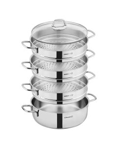 Korkmaz Perla 5 Piece Stainless Steel Manti Steamer Cookware Set in Silver