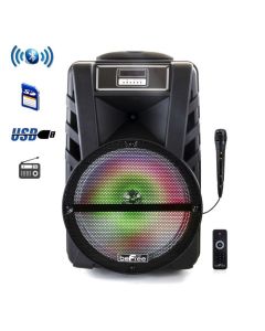 beFree Sound 12 Inch Portable PA Bluetooth Rechargeable Party Speaker with Reactive LED Lights