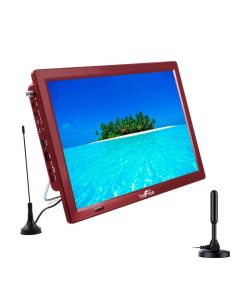beFree Sound Portable Rechargeable 14 Inch LED TV with HDMI, SD/MMC, USB, VGA, AV In/Out and Built-in Digital Tuner in Red
