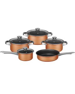 Brentwood 9 Piece Aluminum Non Stick Cookware Set in Copper