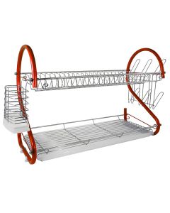 Better Chef 2-Tier 22 in. Chrome Plated Dish Rack in Red