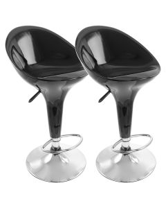 Elama 2 Piece Modern Bombo Adjustable Bar Stool in Black with Chrome Base