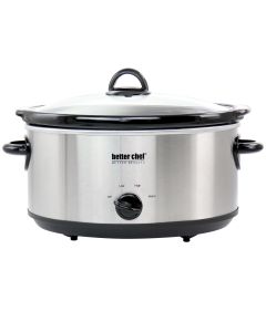 Better Chef 6 Quart Oval Slow Cooker with Removable Stoneware Crock in Stainless Steel
