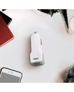 10 Watt 2.1 Amp Dual USB Car Charger-WHITE