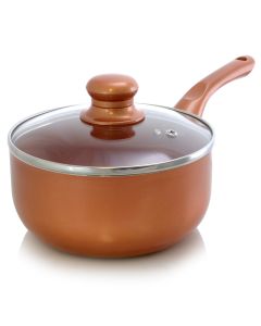 Better Chef 1.5 Qt. Copper Colored Ceramic Coated Saucepan with glass lid